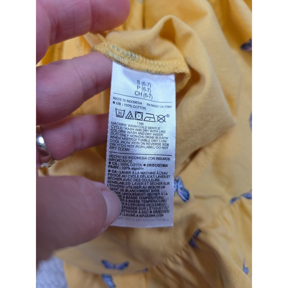 Old Navy Romper Girls Small 6/7 Yellow Blue Butterflies New - Picture 5 of 7